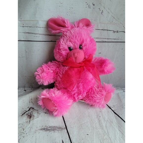 Fuschia Hot Pink Bunny Rabbit Stuffed Animal Plush Easter 6 In - Picture 1 of 6